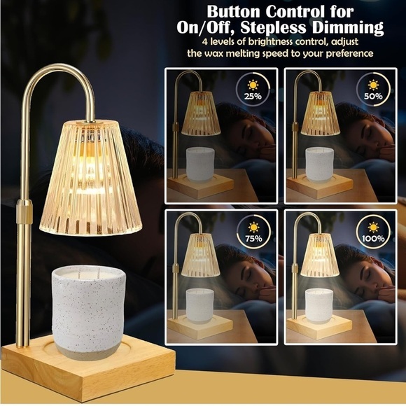 Candle Warmer Lamp Electric Timer Dimmer Adjustable Height Scented Wax Decor - Picture 13 of 15